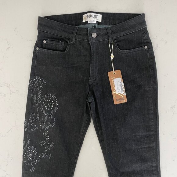 Dolcezza Slim Fit Skinny Leg 5 Pocket Cotton Poly Blend Jeans Black Sz 6 NWT - Picture 8 of 14